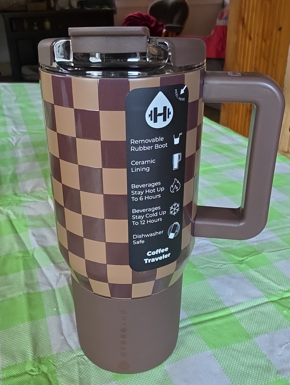 HydroJug 20 oz Coffee Traveler - Brown Checkers